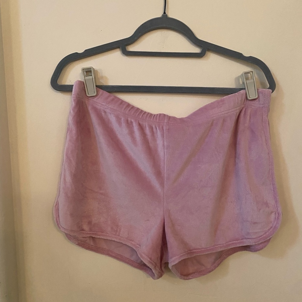 Juicy Couture Pink Velour Rhinestone “Juicy” Lounge Shorts Y2K Glam Size L - Picture 6 of 7